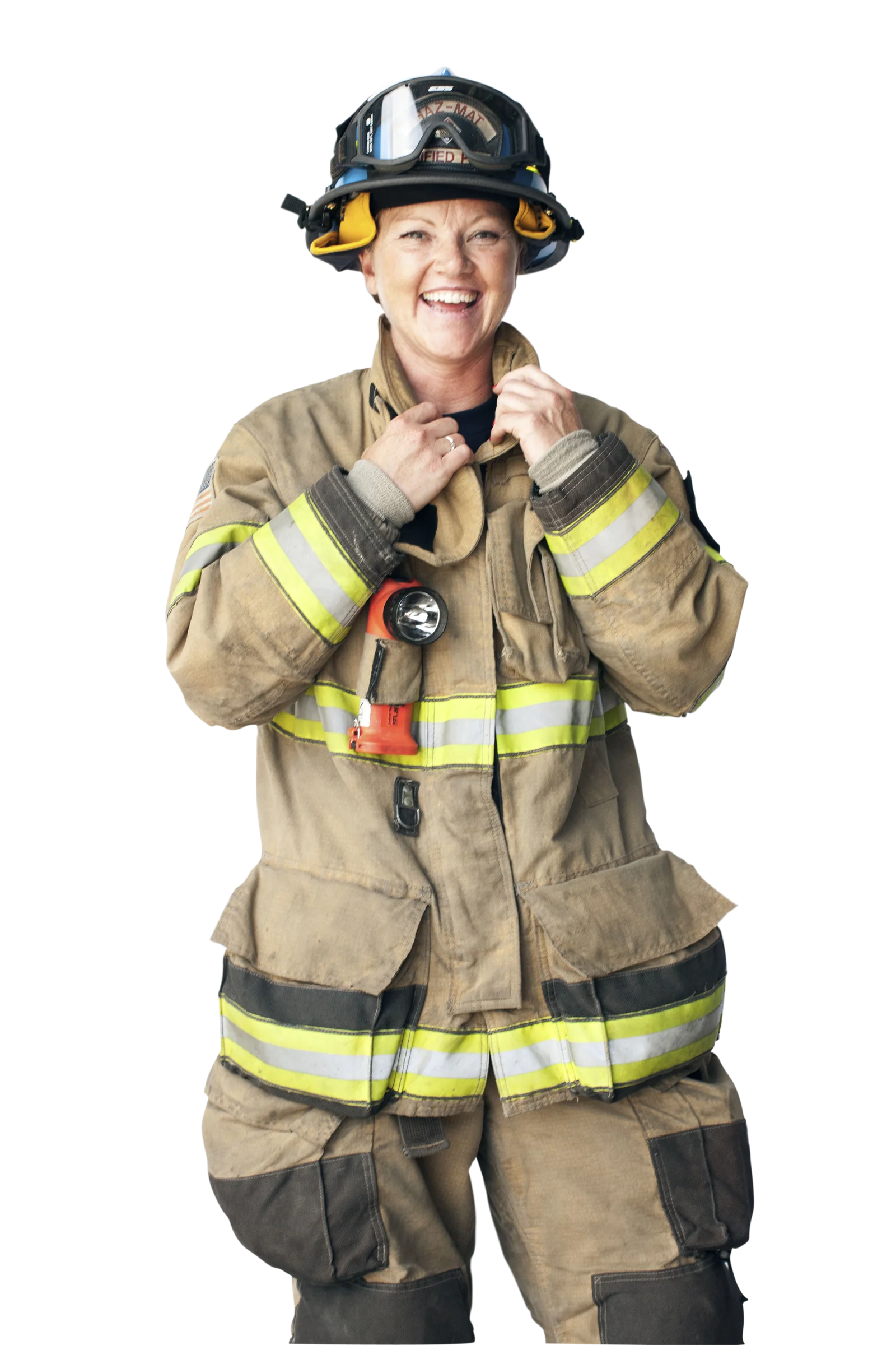 Cheerful Professional Firefighter Clipart Illustration in Protective Gear