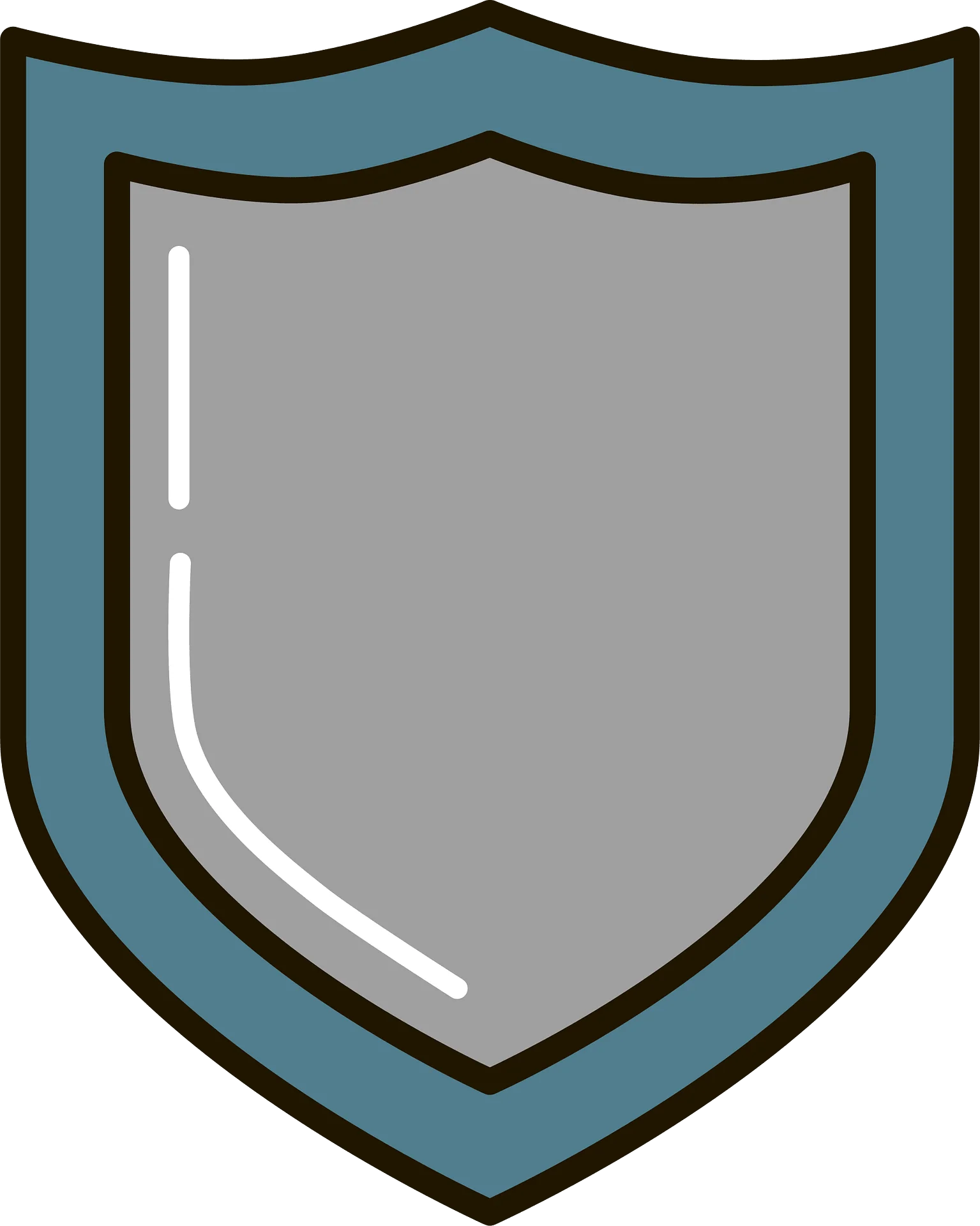 Classic Blue and Gray Shield Clipart with Sleek Heraldic Design Outline