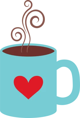 Cozy Turquoise Mug with Steaming Hot Cocoa Clipart - Heartwarming Illustration