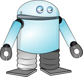 Cute Retro Cylindrical Robot Clipart with Rounded Edges and Soft Blue Tones