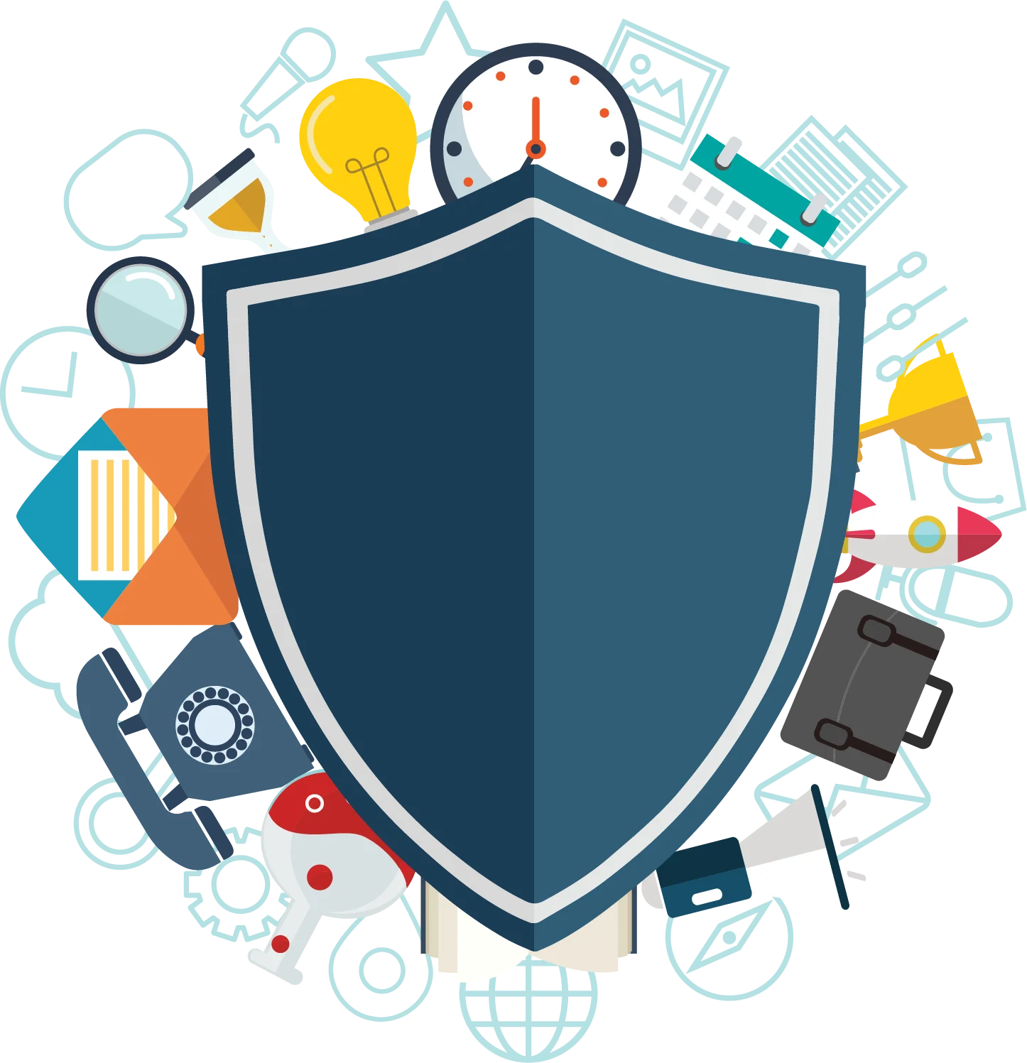 Digital Security Shield Clipart Illustrating Comprehensive Data Protection Strategies