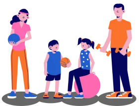 Family Fitness Fun: Engaging Kids and Parents in Playful Exercise Clipart Illustration