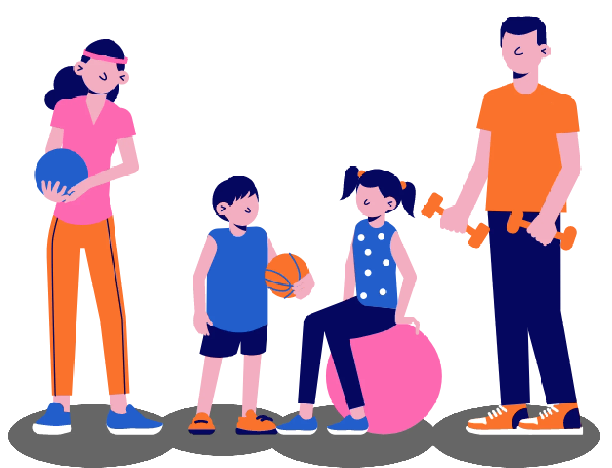 Family Fitness Fun: Engaging Kids and Parents in Playful Exercise Clipart Illustration