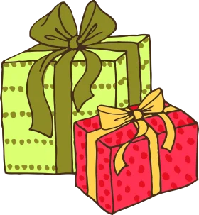 Festive Christmas Gift Boxes Clipart - Whimsical Wrapped Presents with Bows