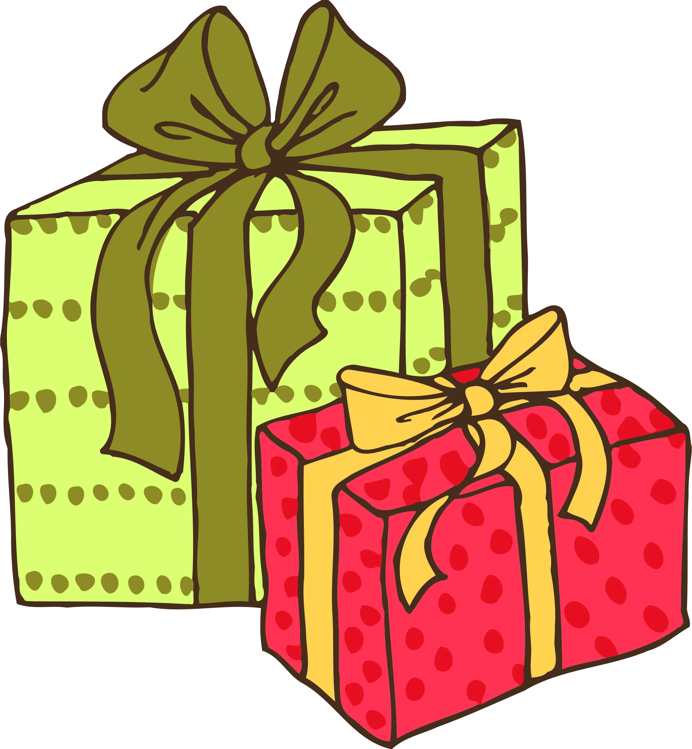 Festive Christmas Gift Boxes Clipart - Whimsical Wrapped Presents with Bows