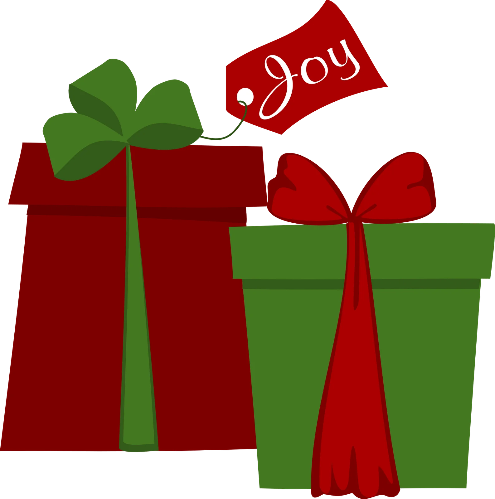 Festive Christmas Gift Boxes Clipart - Wrapped Presents with Joy Tag