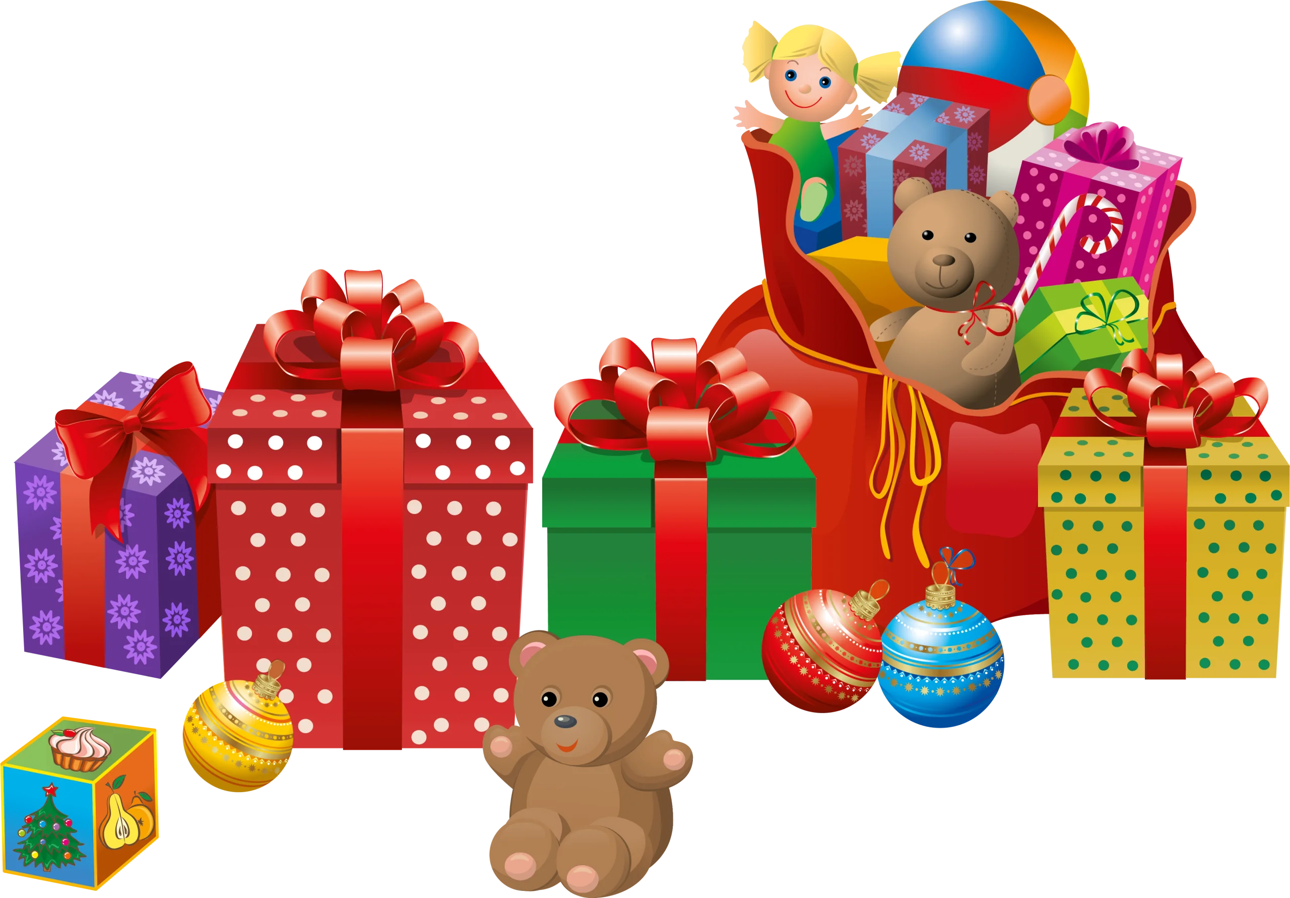 Festive Christmas Presents and Adorable Toys Holiday Clipart Collection