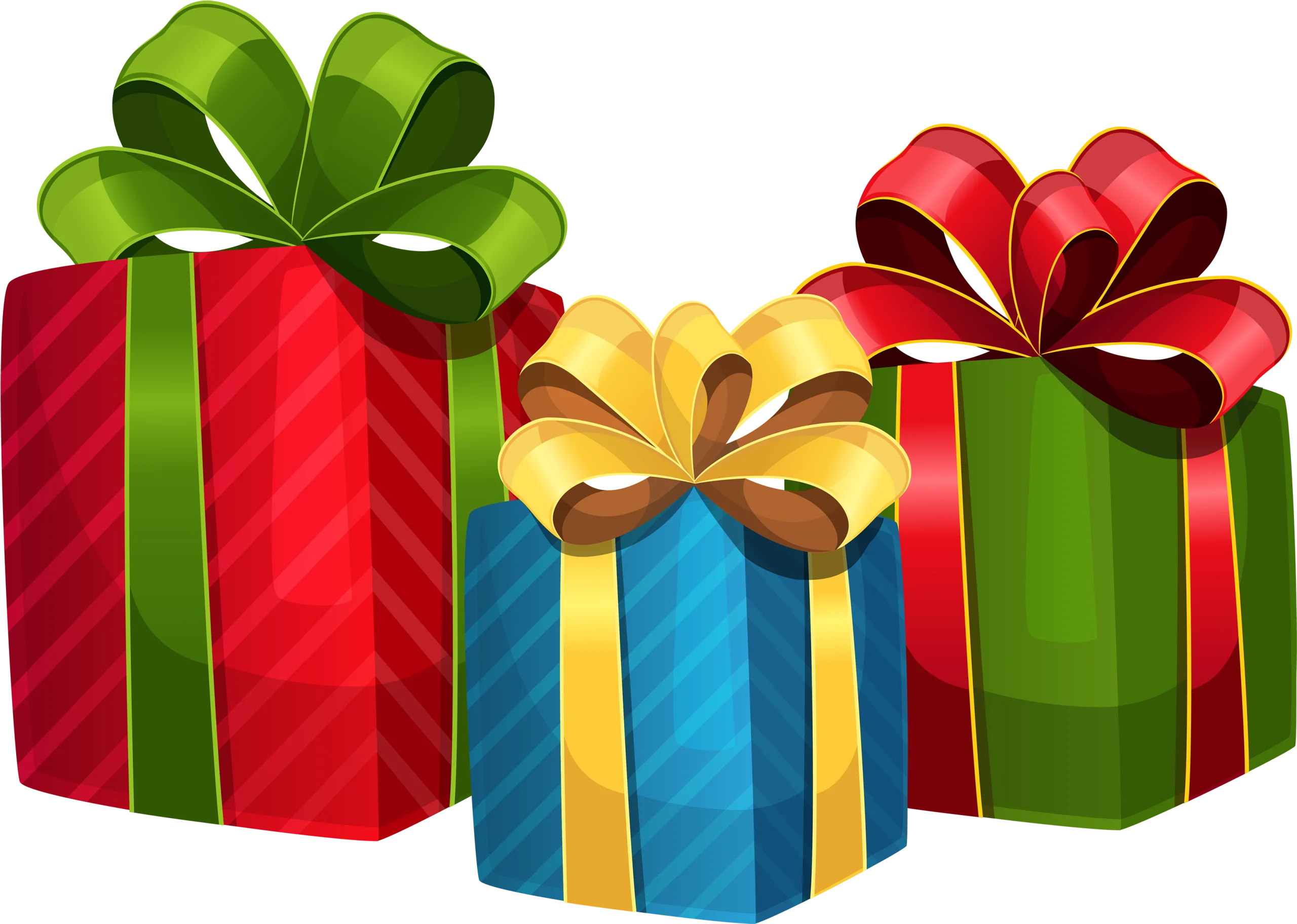 Festive Christmas Presents Clipart with Elegant Bows and Colorful Wrapping