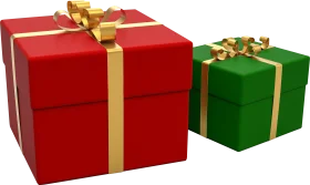 Festive Christmas Presents Clipart with Red and Green Gift Boxes