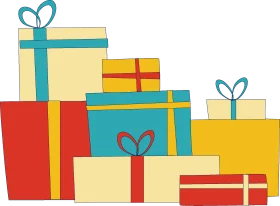 Festive Holiday Gift Boxes Stacked with Playful Ribbons - Cheerful Christmas Presents Clipart