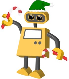 Festive Robo Helper: A Charming Christmas-Themed Robot Clipart Design