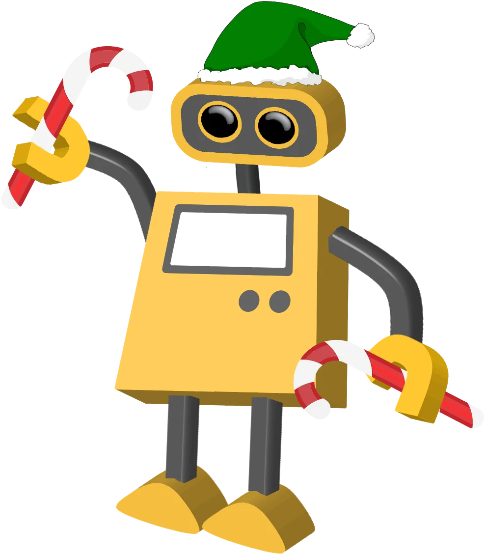 Festive Robo Helper: A Charming Christmas-Themed Robot Clipart Design