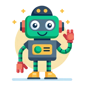 Friendly Cartoon Robot Clipart with Charming Mechanical Personality and Wave