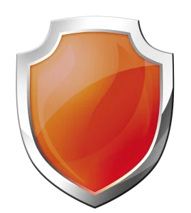 Glossy Orange and Silver Shield Clipart: Sleek Security Emblem Design