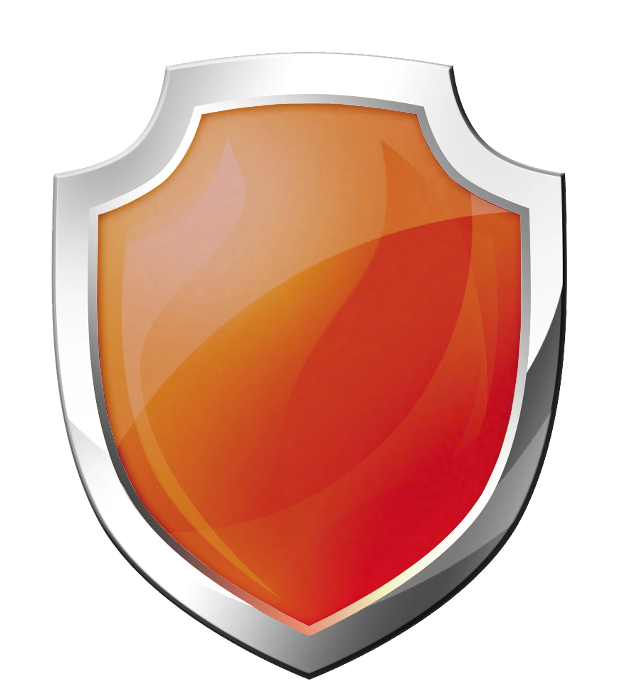 Glossy Orange and Silver Shield Clipart: Sleek Security Emblem Design