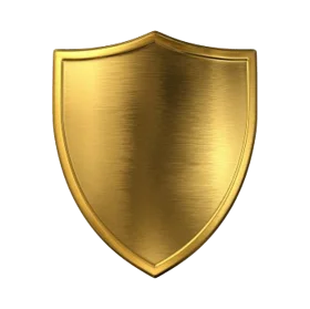 Golden Medieval Heraldic Shield Clipart with Metallic Brushed Texture