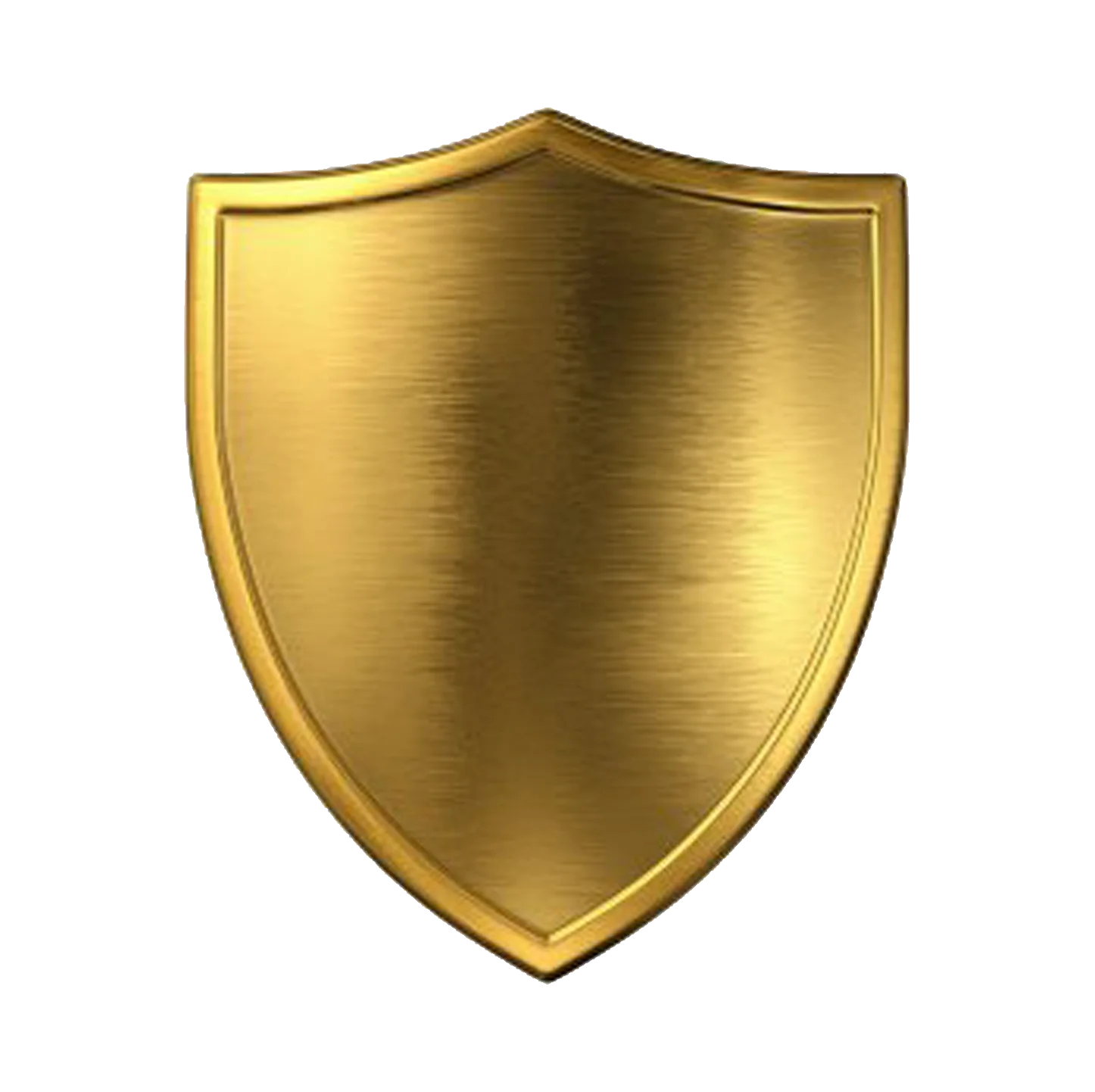 Golden Medieval Heraldic Shield Clipart with Metallic Brushed Texture