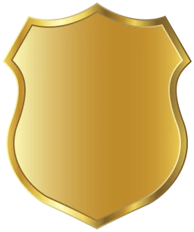 Golden Shield Clipart: Classic Heraldic Emblem Symbol with Metallic Sheen