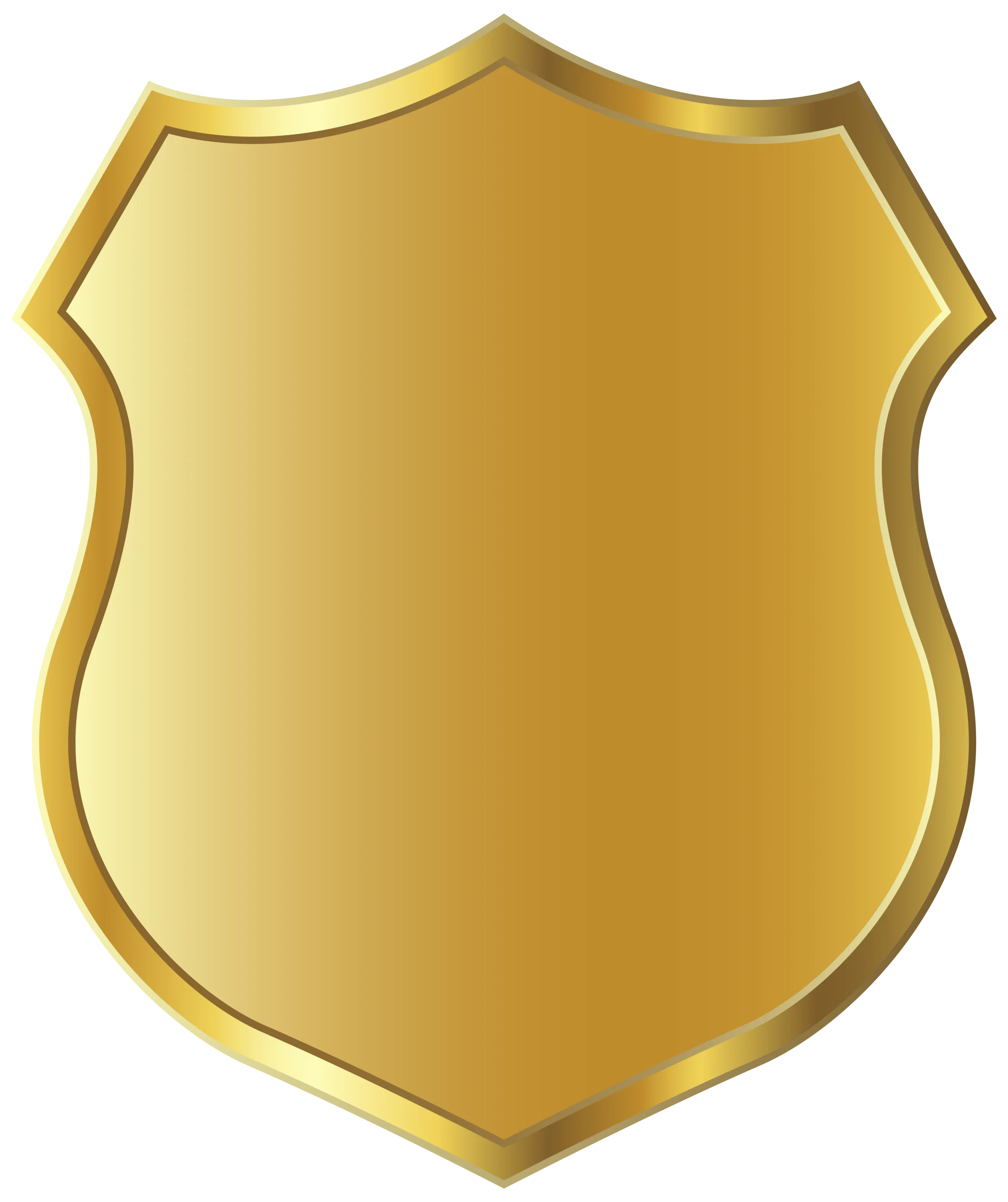 Golden Shield Clipart: Classic Heraldic Emblem Symbol with Metallic Sheen