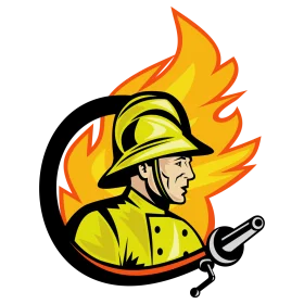 Heroic Firefighter Battling Flames - Professional Emergency Services Clipart Design