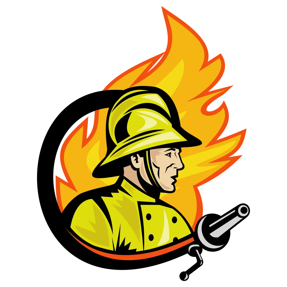 Heroic Firefighter Battling Flames - Professional Emergency Services Clipart Design