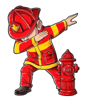 Heroic Firefighter Clipart: Brave Emergency Responder in Action Pose