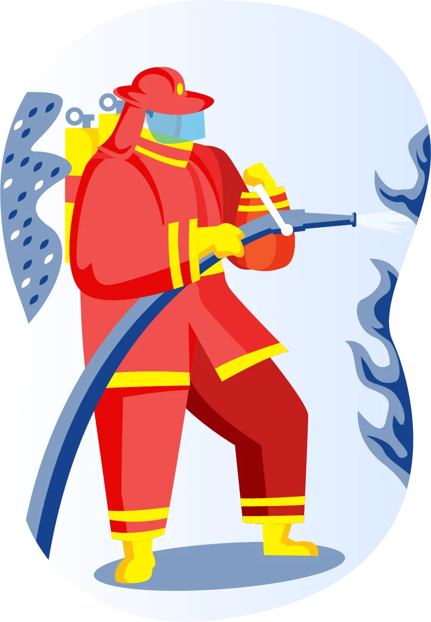 Heroic Firefighter in Protective Gear Battling Flames - Professional Rescue Clipart