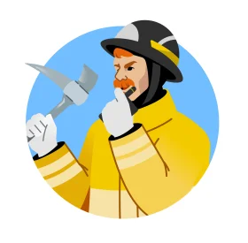 Heroic Firefighter in Protective Gear Clipart - Courageous Emergency Responder Illustration