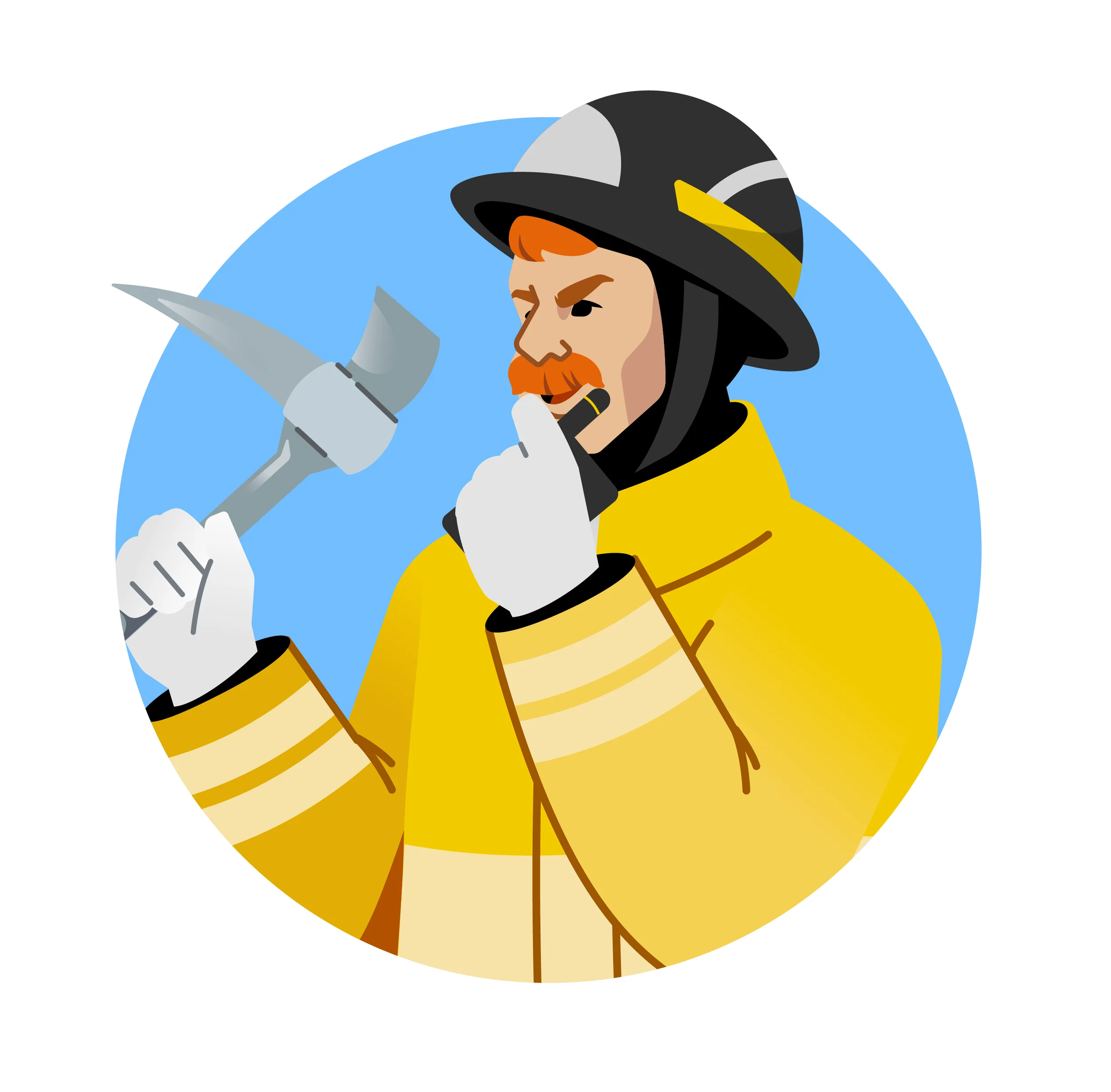 Heroic Firefighter in Protective Gear Clipart - Courageous Emergency Responder Illustration