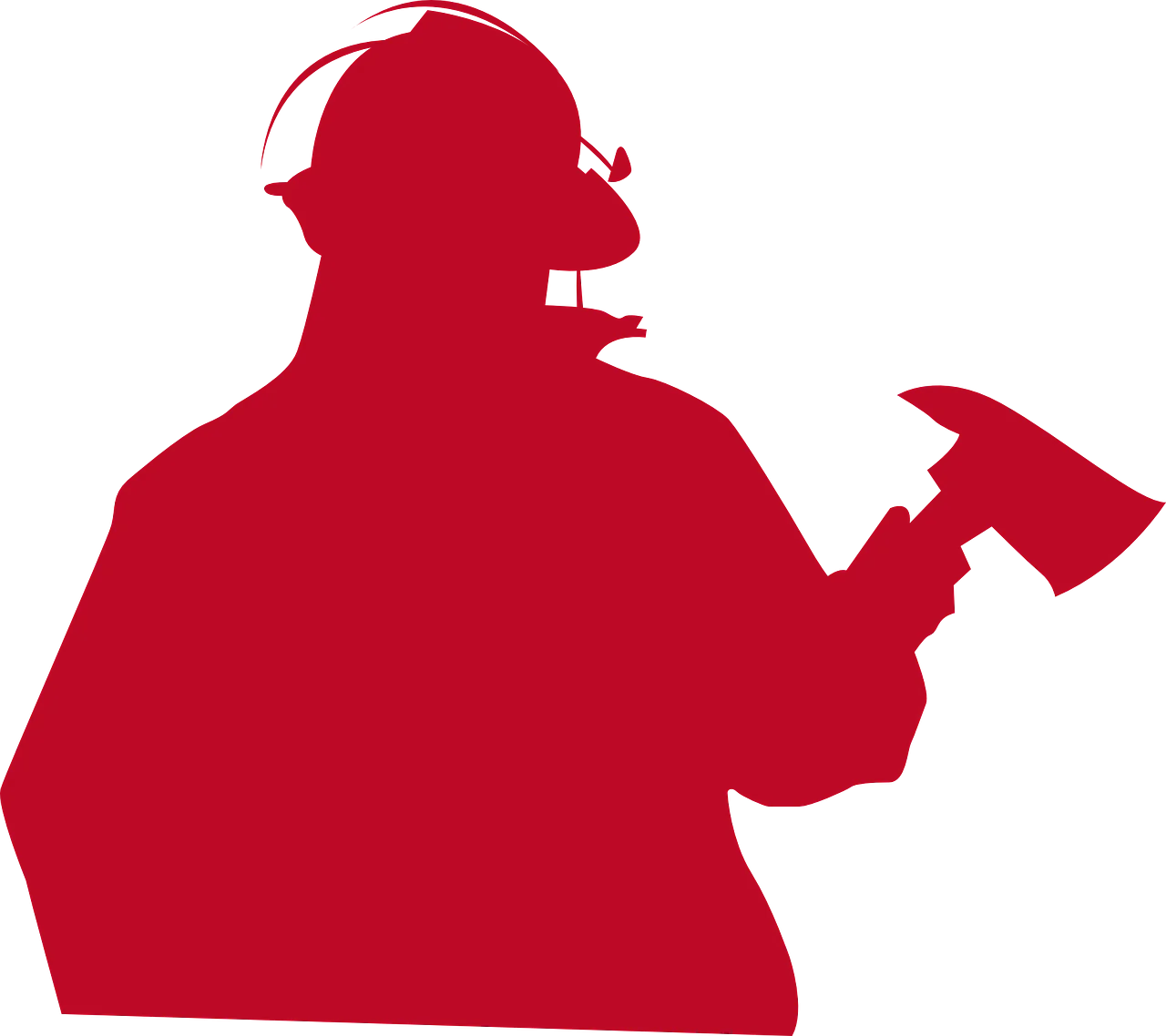 Heroic Firefighter Silhouette Clipart: Bold Red Emergency Services Professional