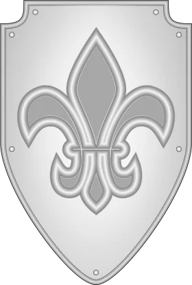 Medieval Heraldic Shield Clipart with Elegant Fleur-de-Lis Emblem in Grayscale