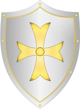 Medieval Heraldic Shield Clipart with Golden Cross Emblem Design