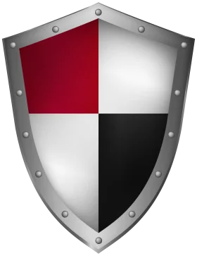 Medieval Heraldic Shield Clipart with Red, White, and Black Quadrants