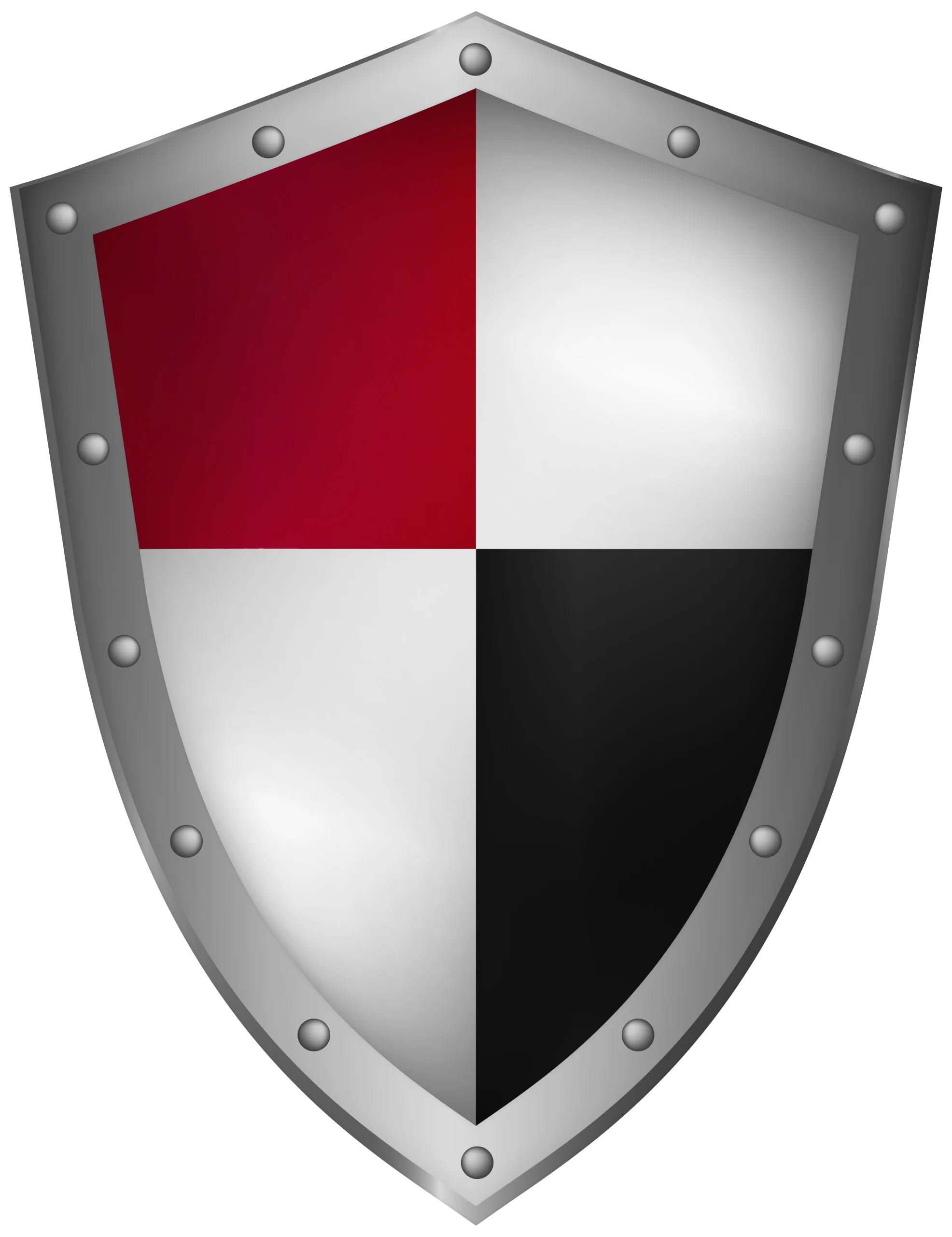 Medieval Heraldic Shield Clipart with Red, White, and Black Quadrants