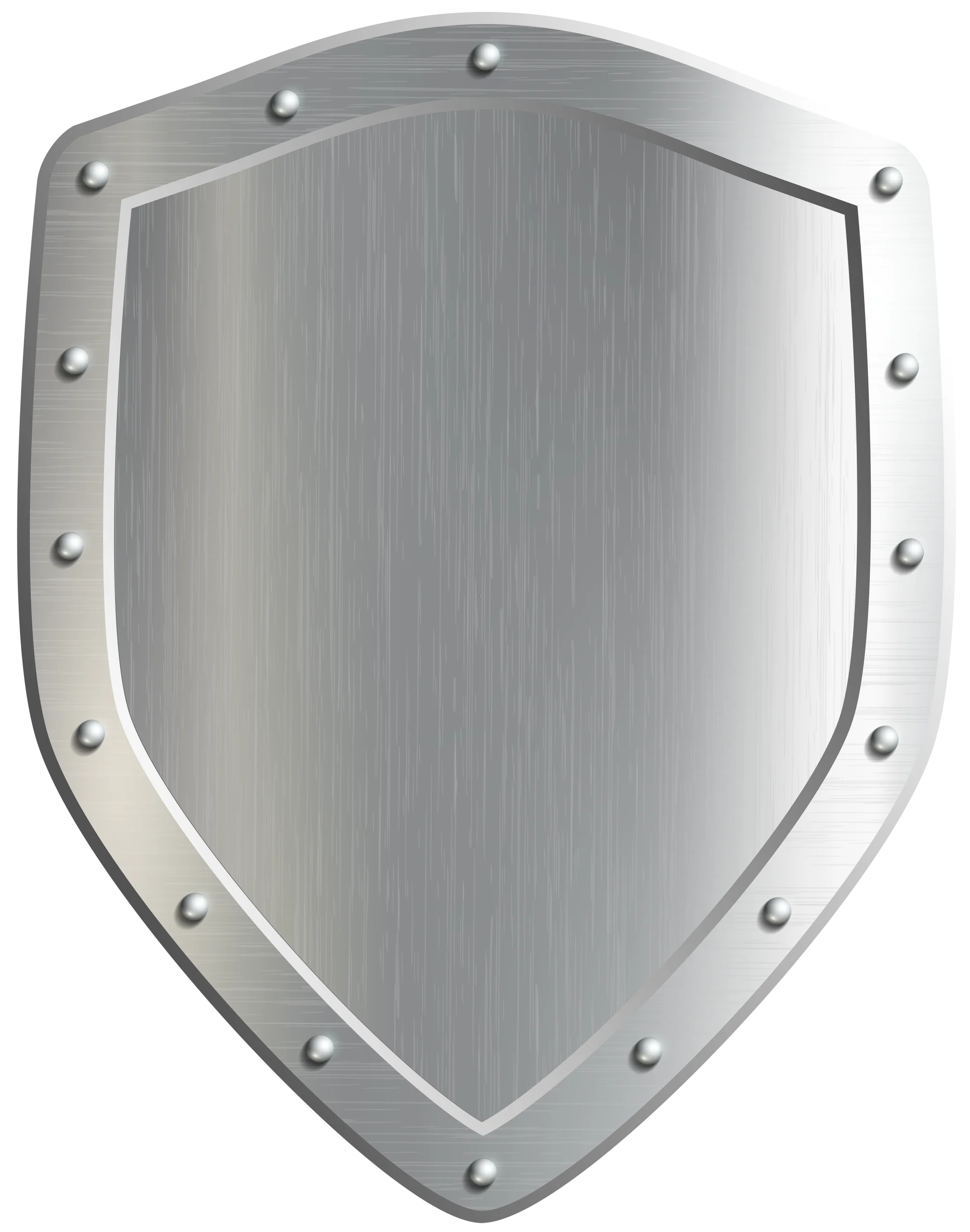 Medieval Metallic Shield Clipart: Polished Steel Heraldic Defense Symbol