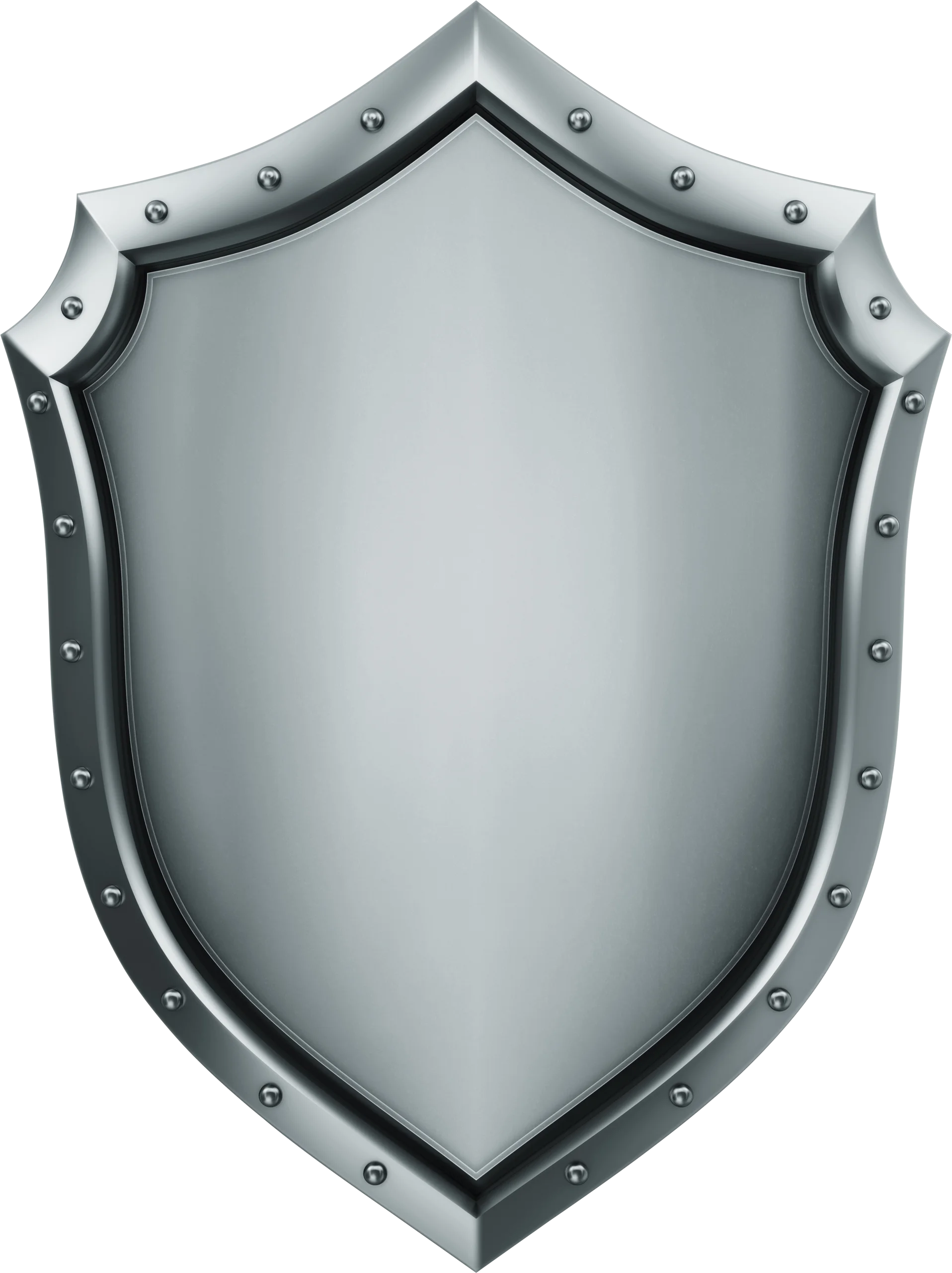 Medieval Metallic Shield Clipart - Polished Steel Heraldic Defense Emblem