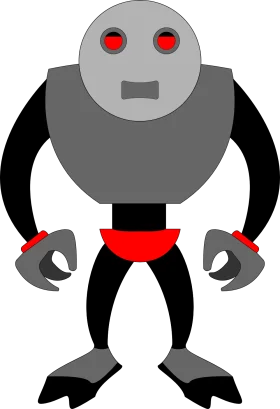 Minimalist Geometric Robotic Figure Clipart with Glowing Red Eyes
