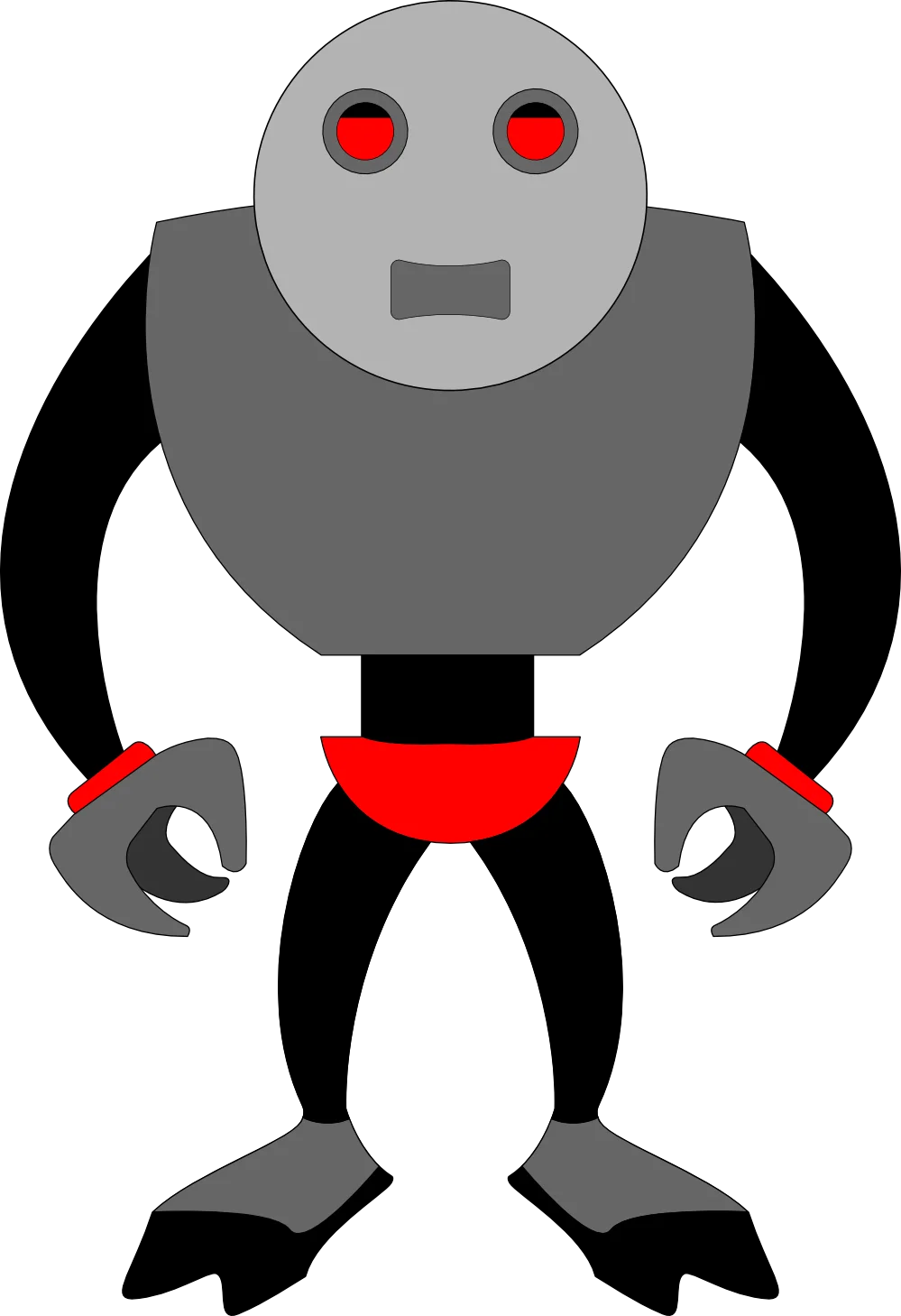 Minimalist Geometric Robotic Figure Clipart with Glowing Red Eyes