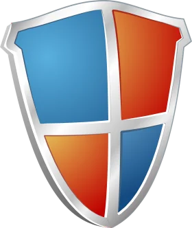 Modern Heraldic Shield Clipart with Blue and Orange Quadrant Design