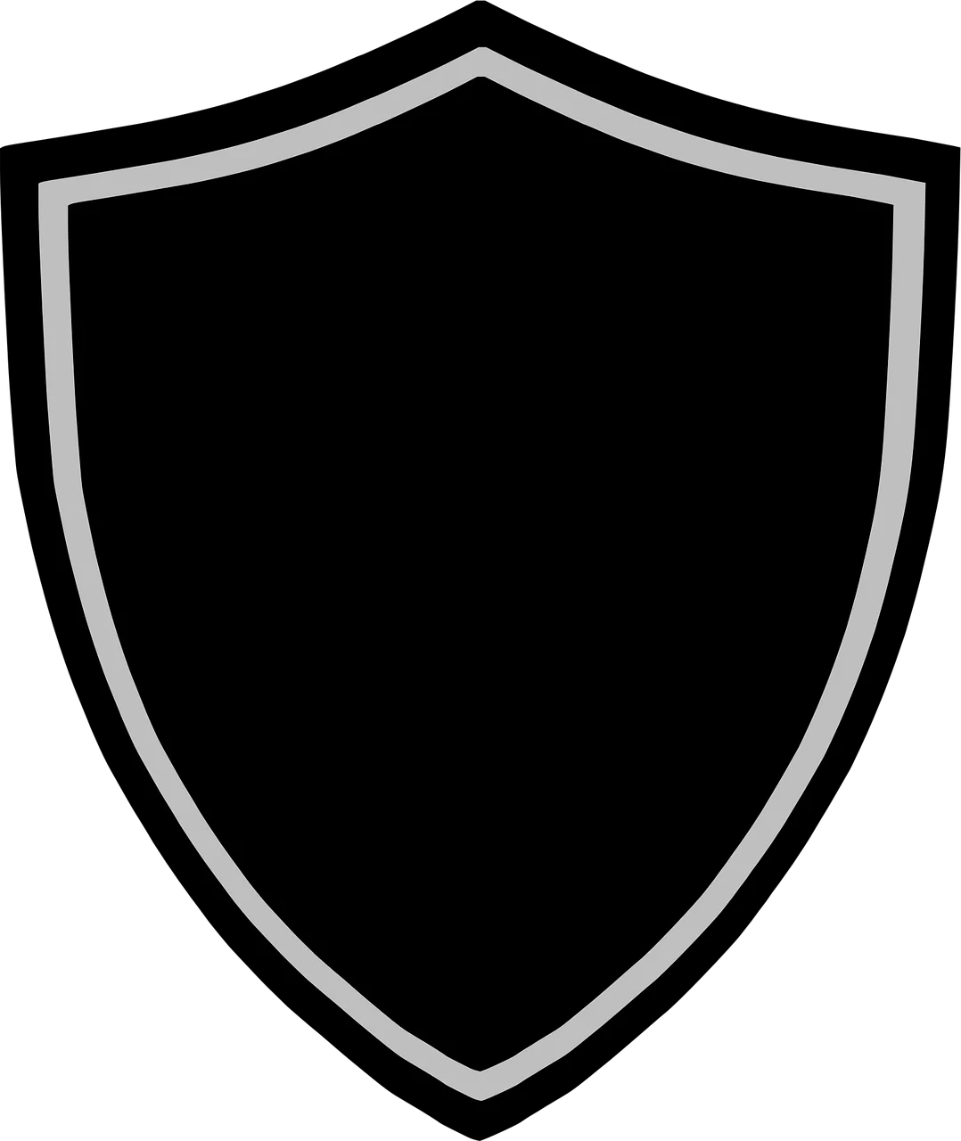Monochromatic Classic Shield Clipart Design with Sleek Metallic Border Outline