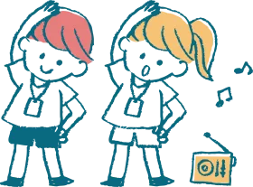 Playful School Children Fitness Routine Clipart Illustration for Kids