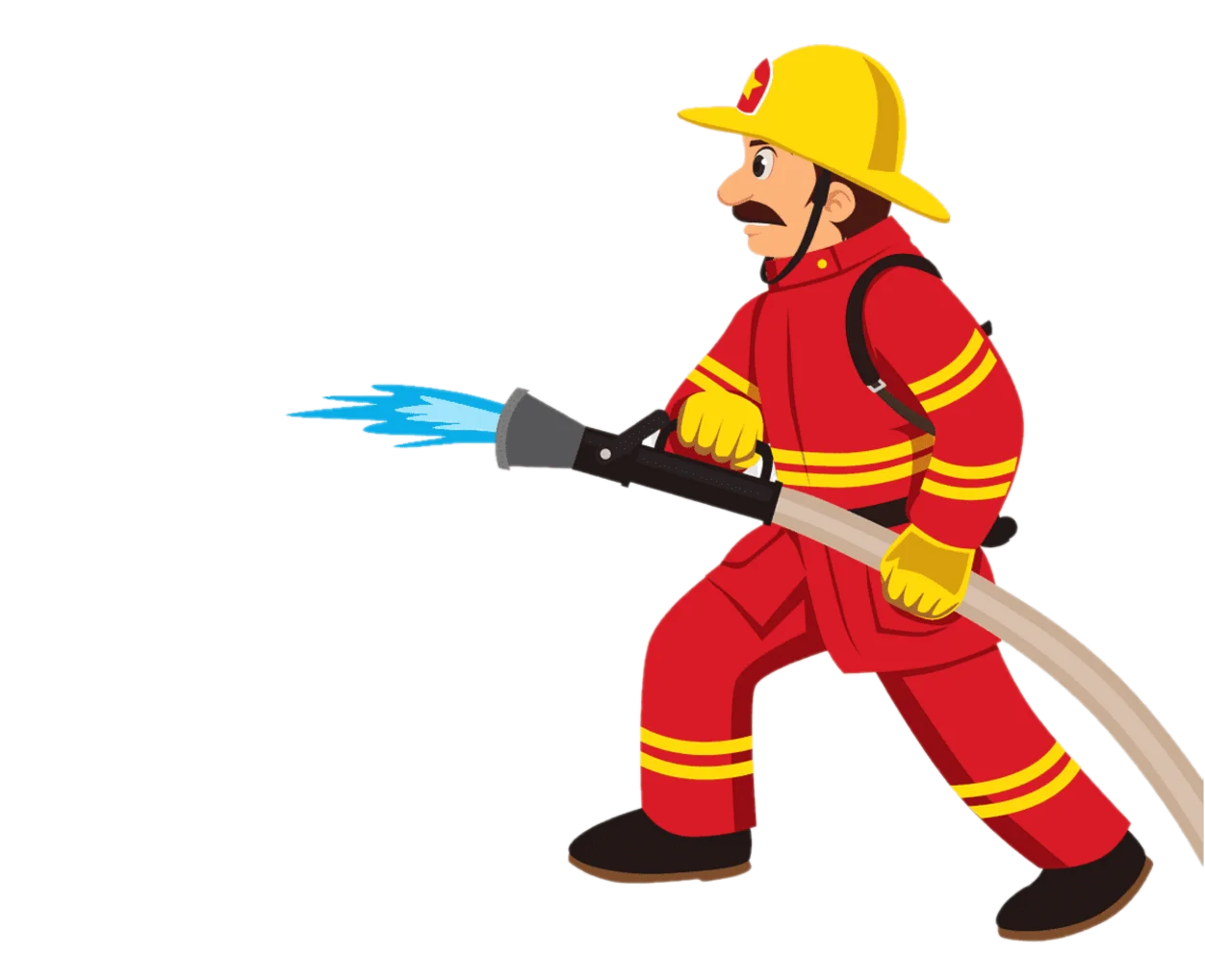 Professional Firefighter in Action Emergency Response Clipart Illustration