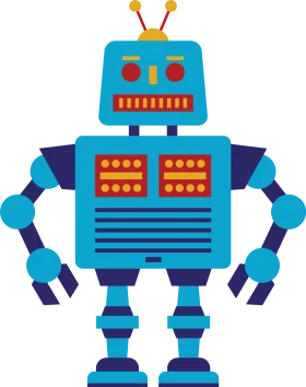 Retro Blue Mechanical Friend: A Charming Vintage Robot Clipart Design