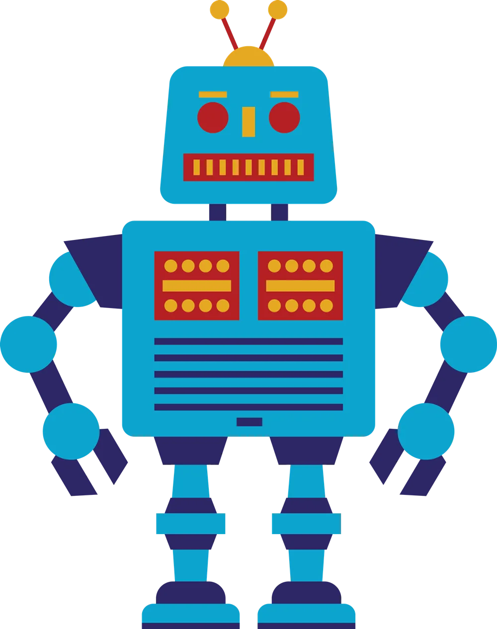 Retro Blue Mechanical Friend: A Charming Vintage Robot Clipart Design