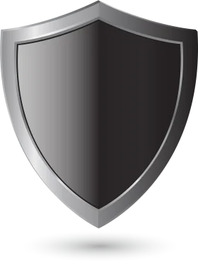 Sleek Gray Metal Shield Clipart Design with Polished Metallic Edge