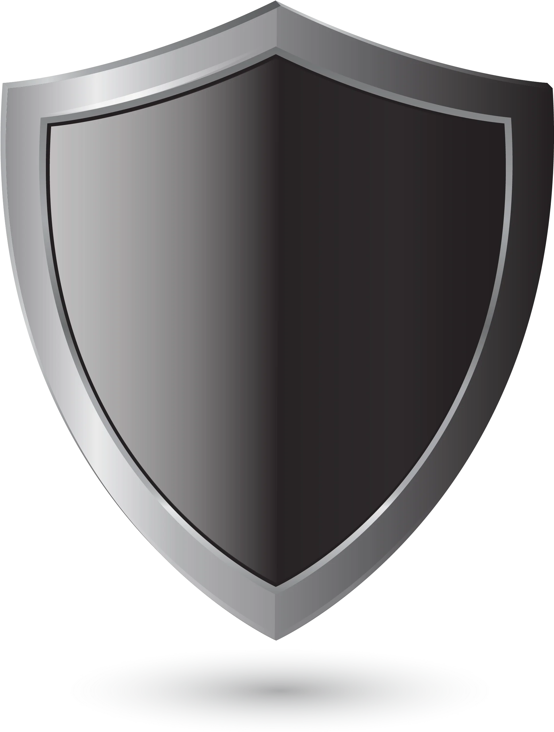 Sleek Gray Metal Shield Clipart Design with Polished Metallic Edge
