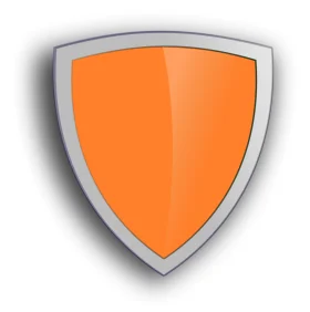 Sleek Orange Shield Clipart Design - Modern Protection Symbol Graphic