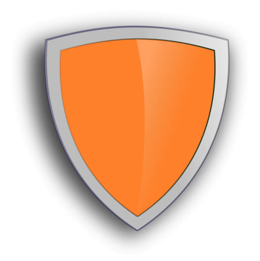 Sleek Orange Shield Clipart Design - Modern Protection Symbol Graphic
