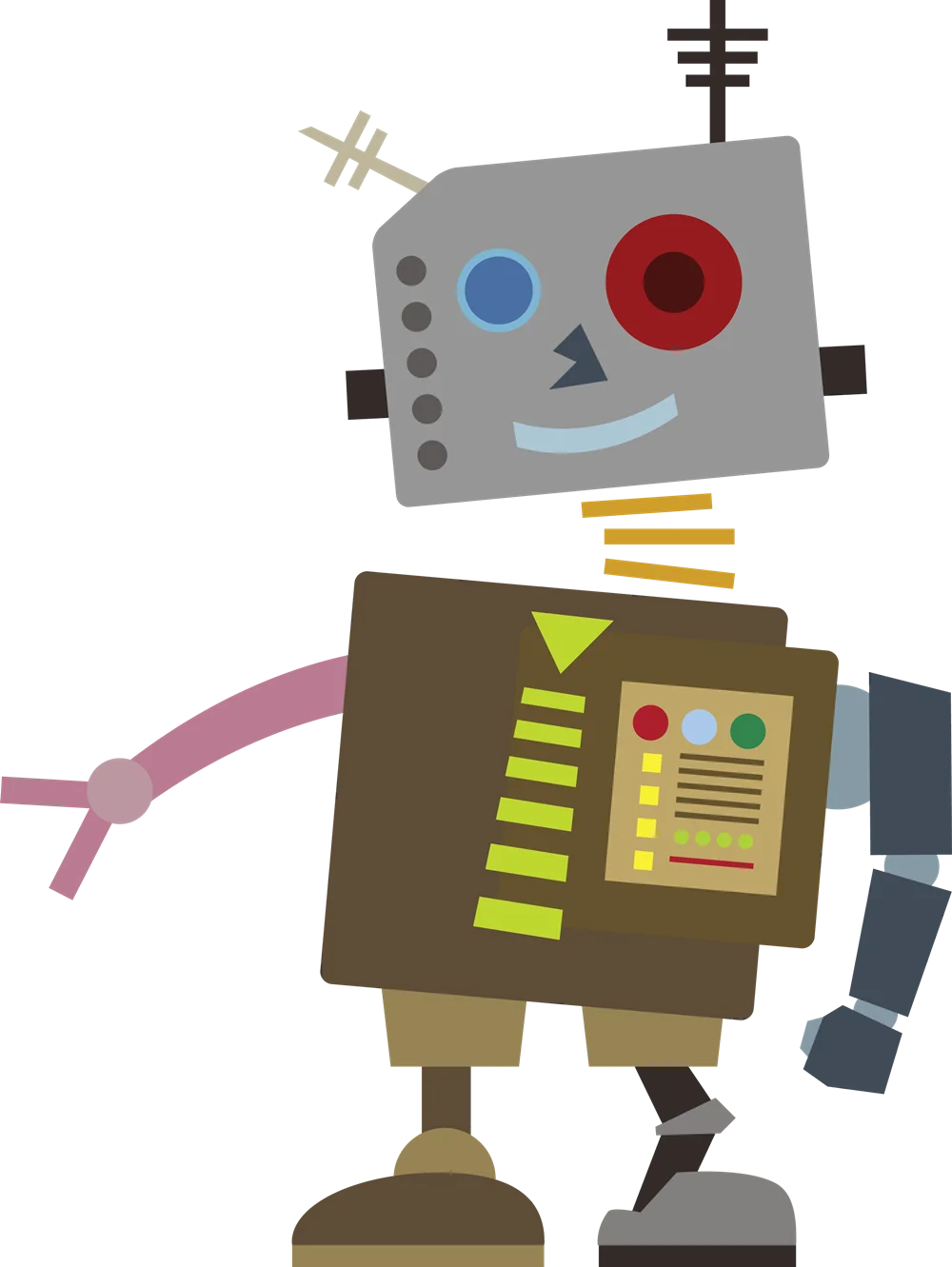 Whimsical Retro Robots Clipart: Playful Mechanical Friends in Geometric Style