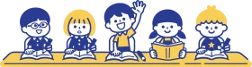 Cheerful Elementary School Students Learning Together in Classroom Clipart Scene